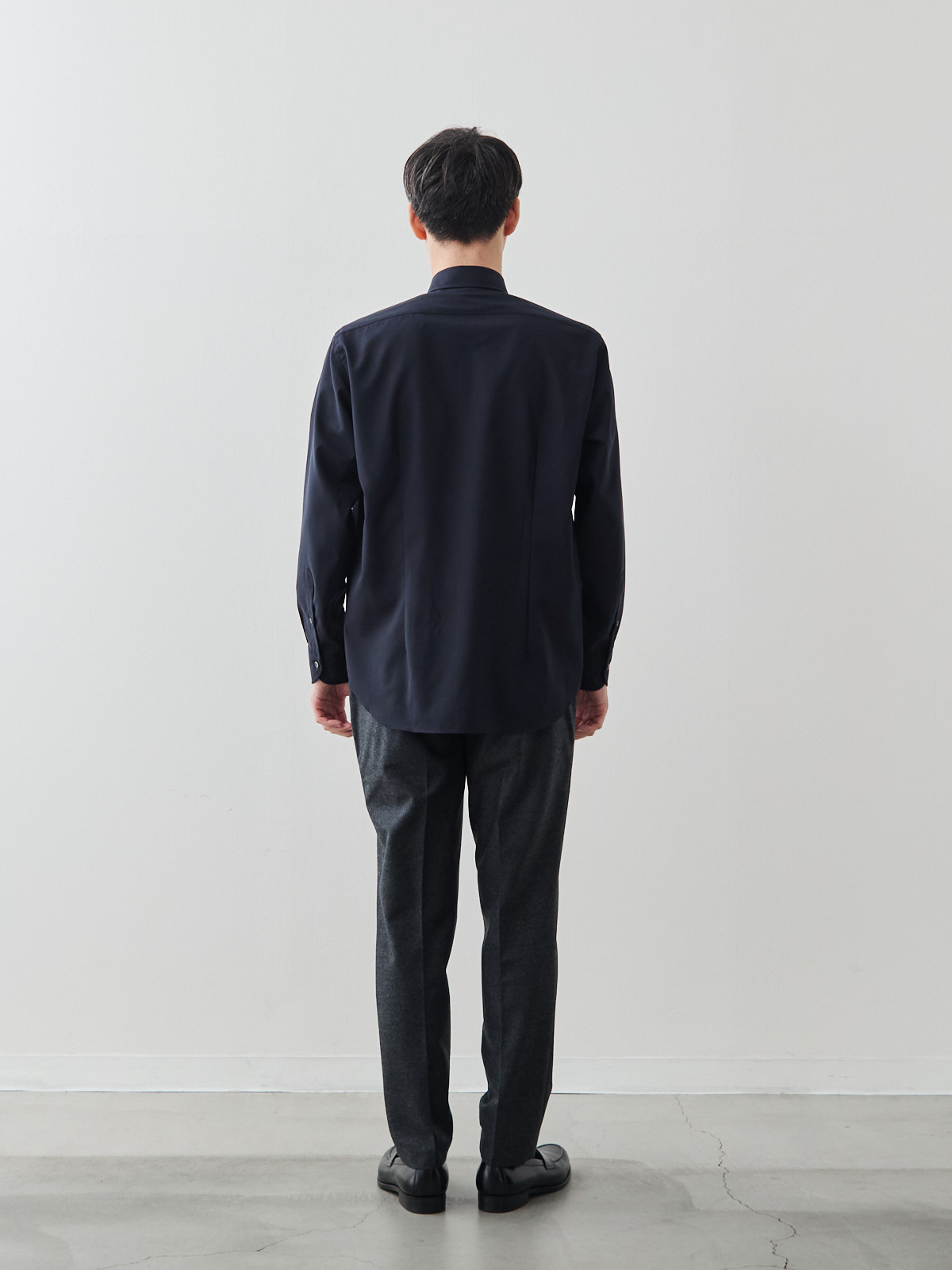 Merino Air HITOYOSHIシャツ/ウォッシャブル/ダークネイビー モデル 181cm 71kg サイズ L