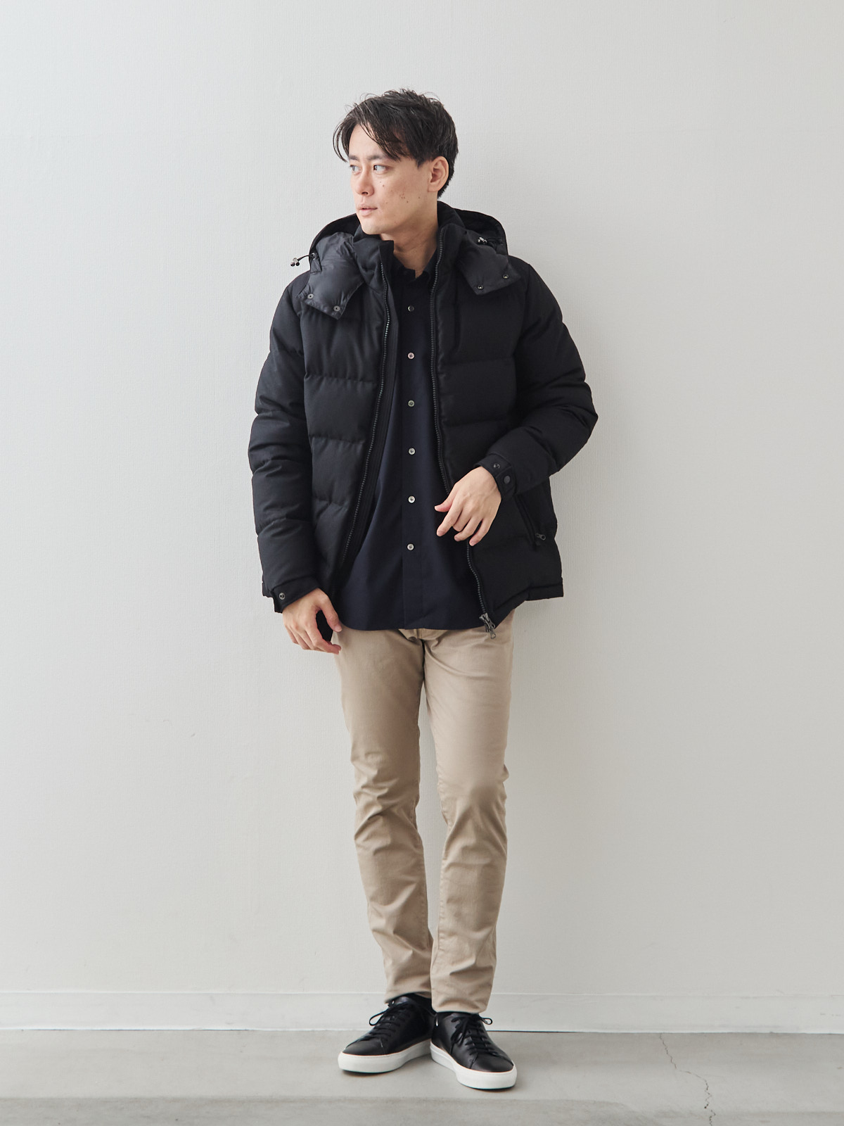Merino Air HITOYOSHIシャツ/ウォッシャブル/ダークネイビー モデル 181cm 71kg サイズ L