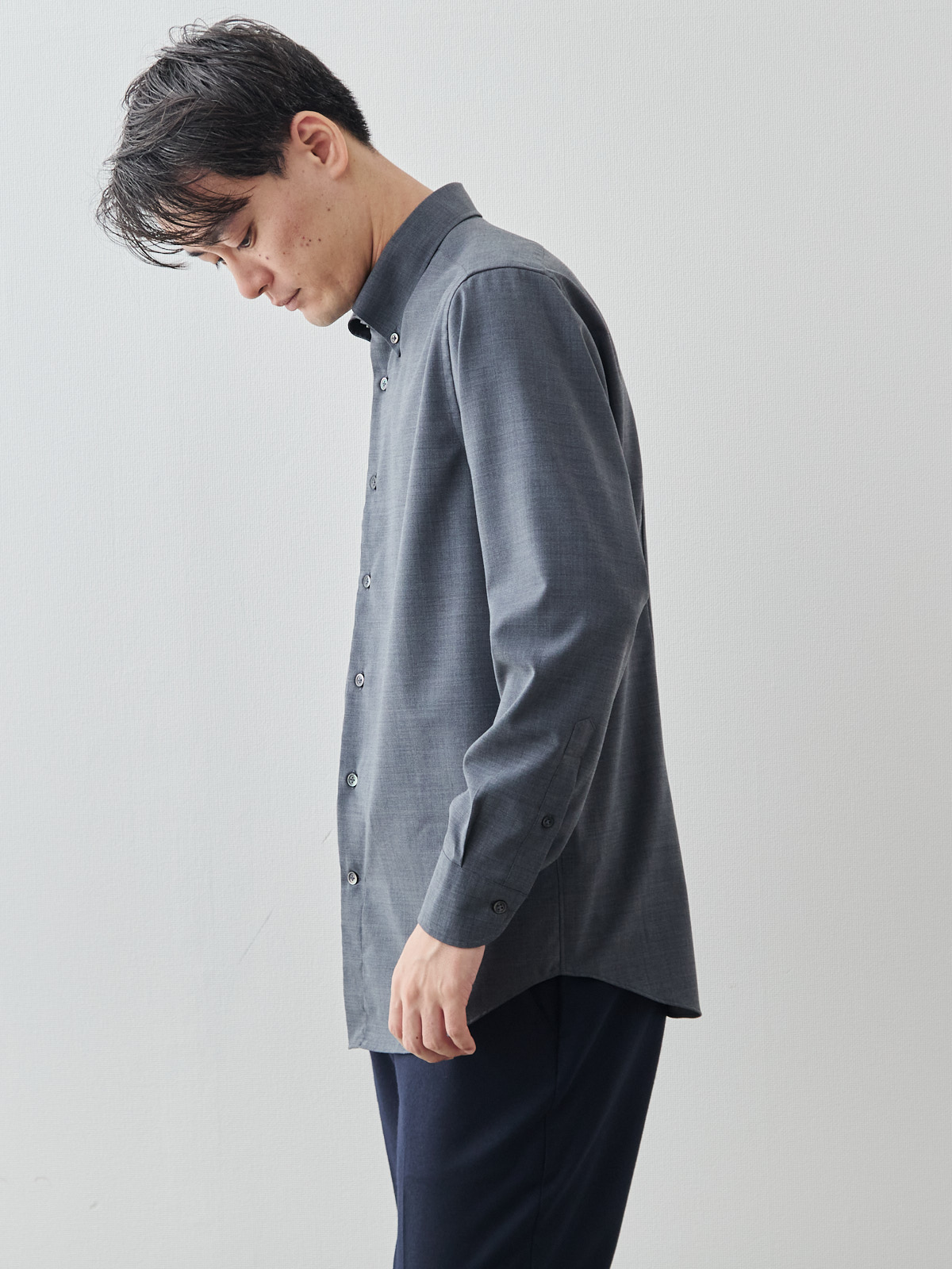 Merino Air HITOYOSHIシャツ/ウォッシャブル/グレー モデル 181cm 71kg サイズ L