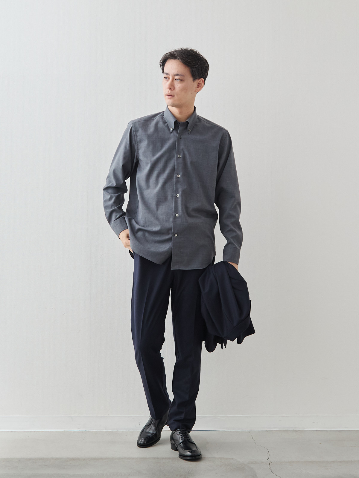 Merino Air HITOYOSHIシャツ/ウォッシャブル/グレー モデル 181cm 71kg サイズ L