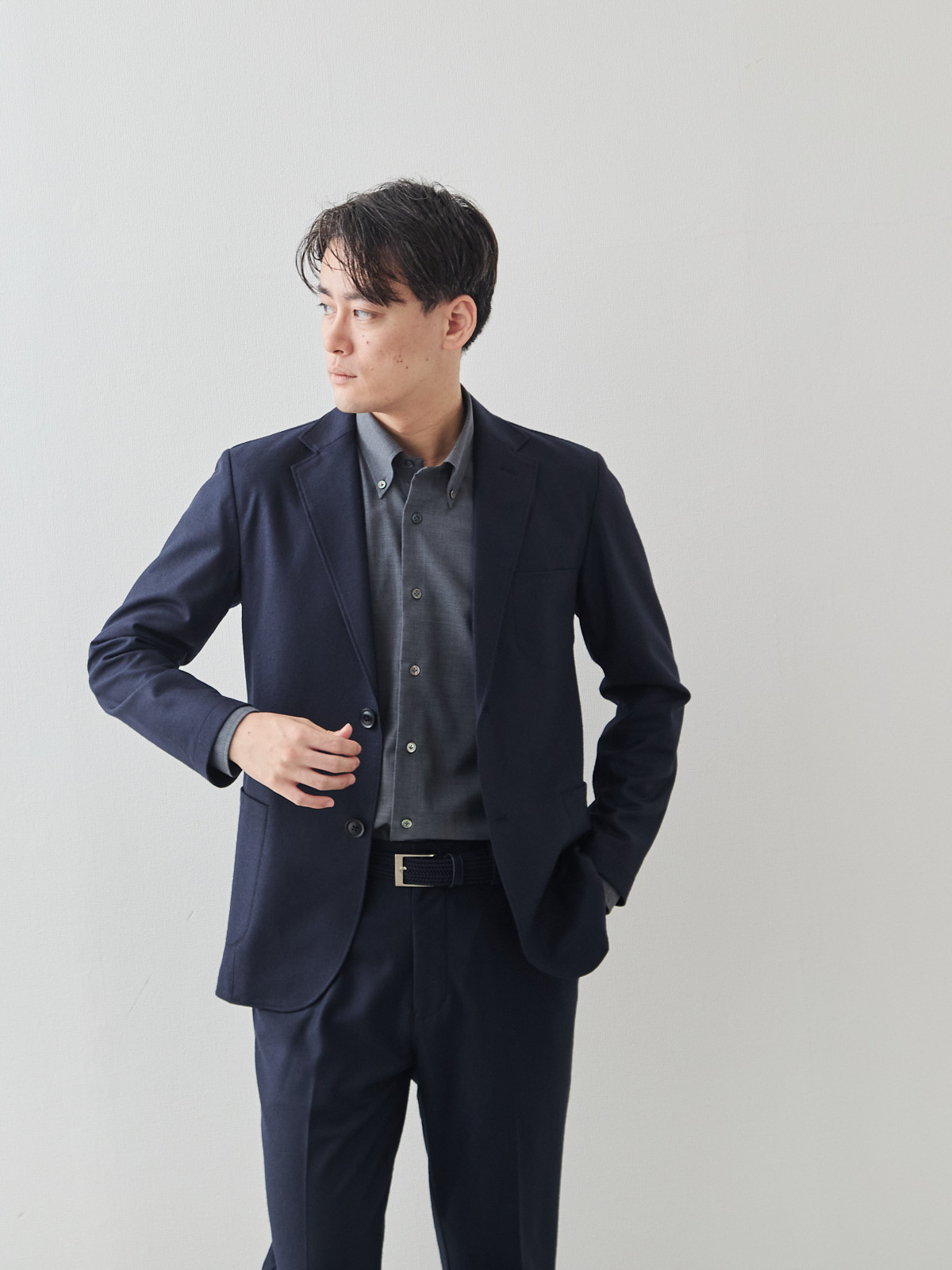 Merino Air HITOYOSHIシャツ/ウォッシャブル/グレー モデル 181cm 71kg サイズ L