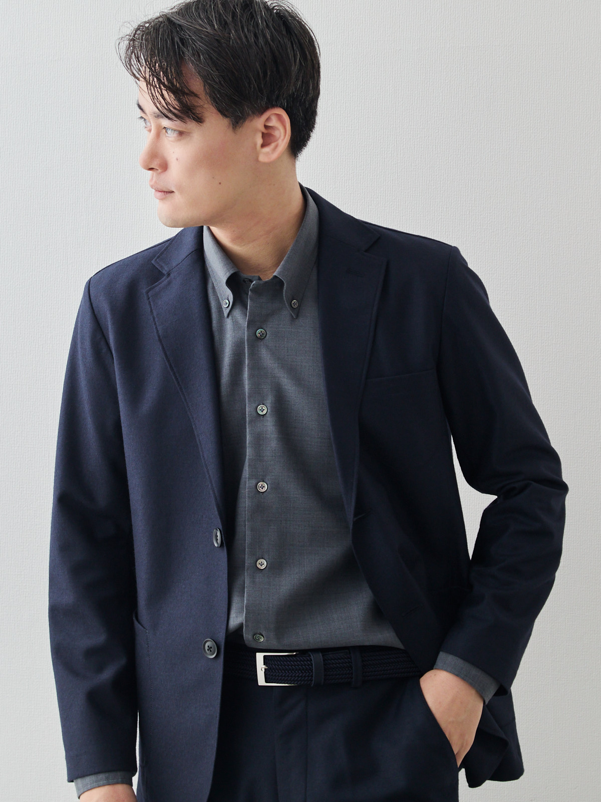 Merino Air HITOYOSHIシャツ/ウォッシャブル/グレー モデル 181cm 71kg サイズ L
