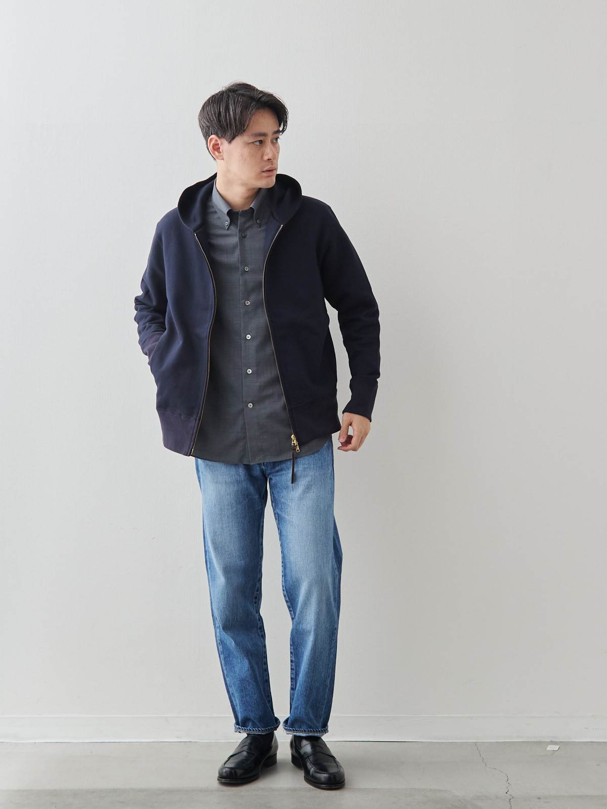 Merino Air HITOYOSHIシャツ/ウォッシャブル/グレー モデル 181cm 71kg サイズ L