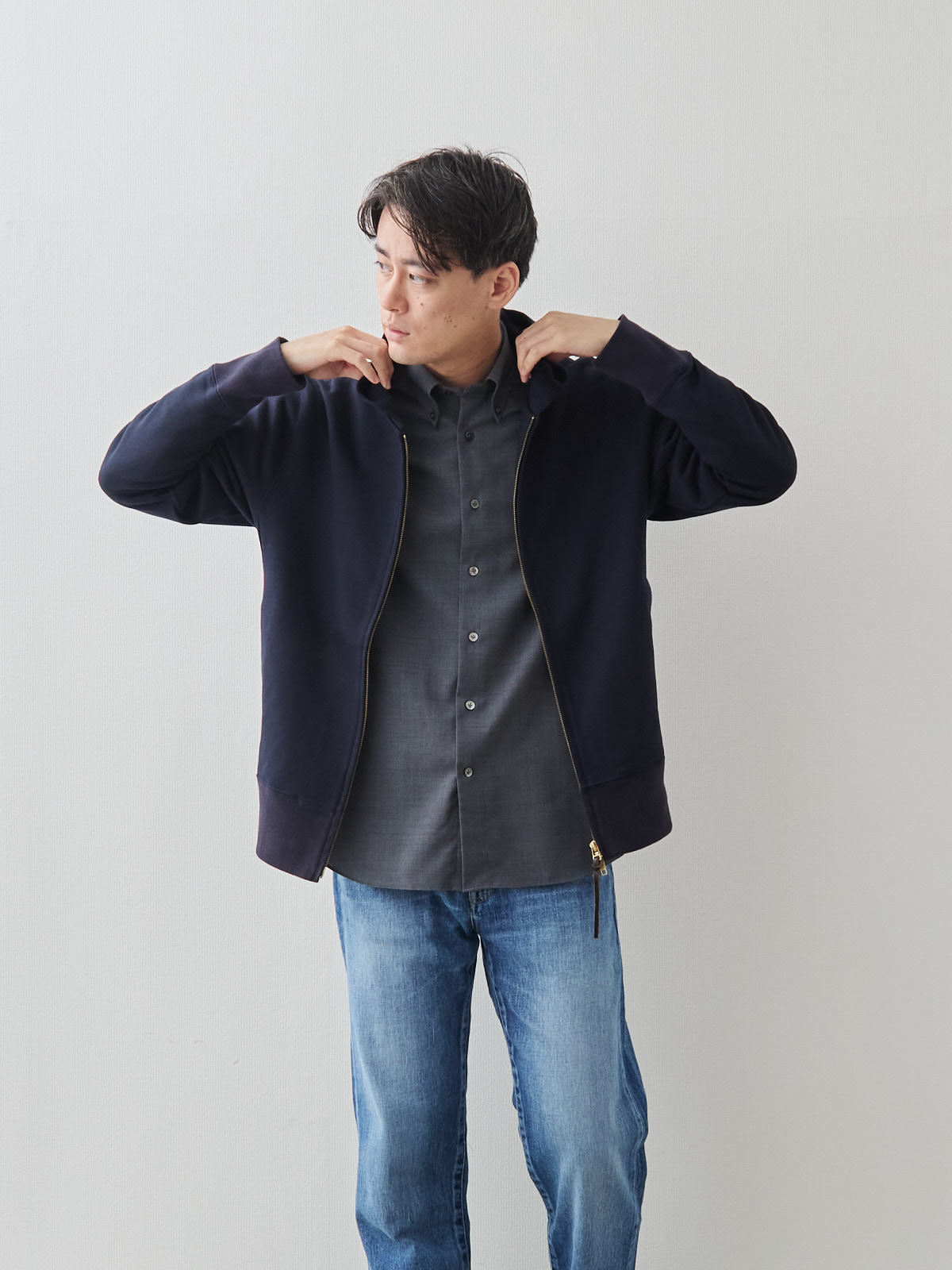 Merino Air HITOYOSHIシャツ/ウォッシャブル/グレー モデル 181cm 71kg サイズ L