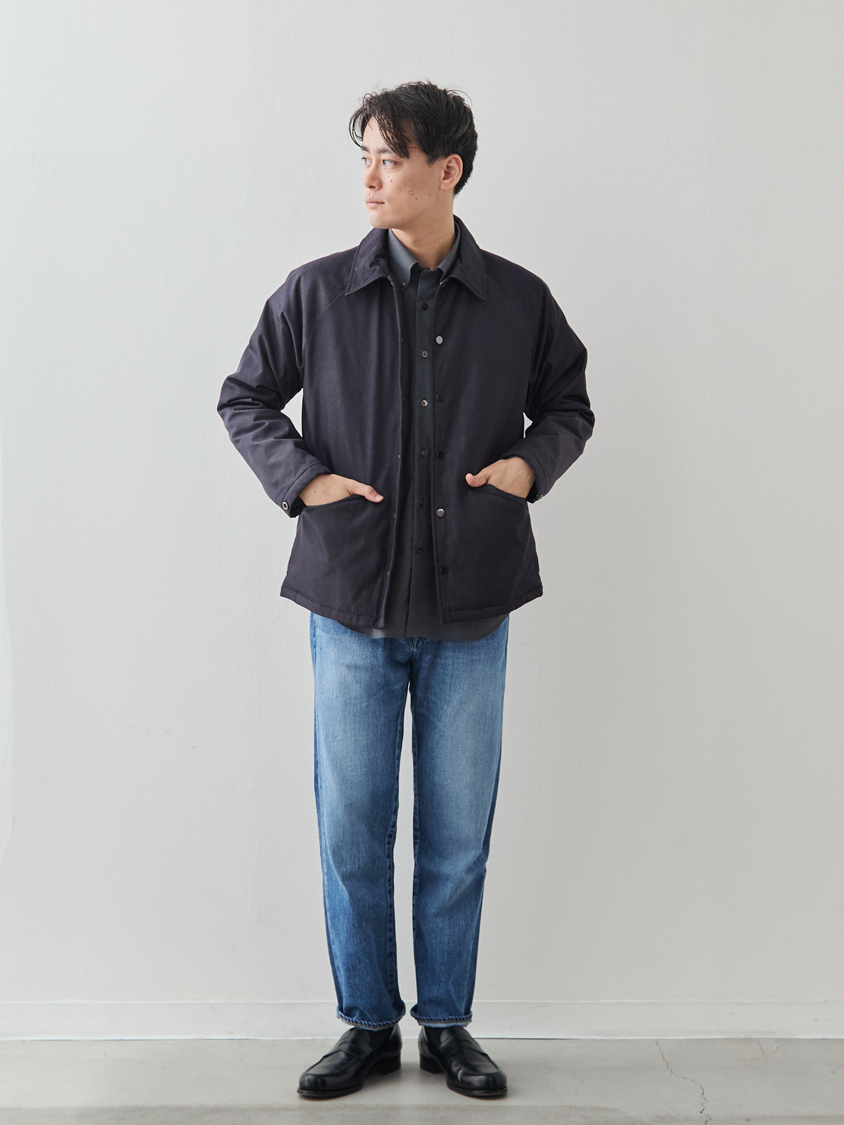 Merino Air HITOYOSHIシャツ/ウォッシャブル/グレー モデル 181cm 71kg サイズ L
