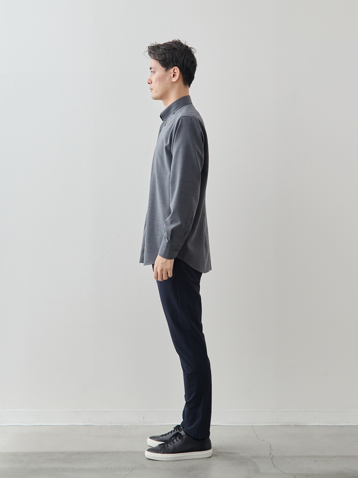 Merino Air HITOYOSHIシャツ/ウォッシャブル/グレー モデル 181cm 71kg サイズ L