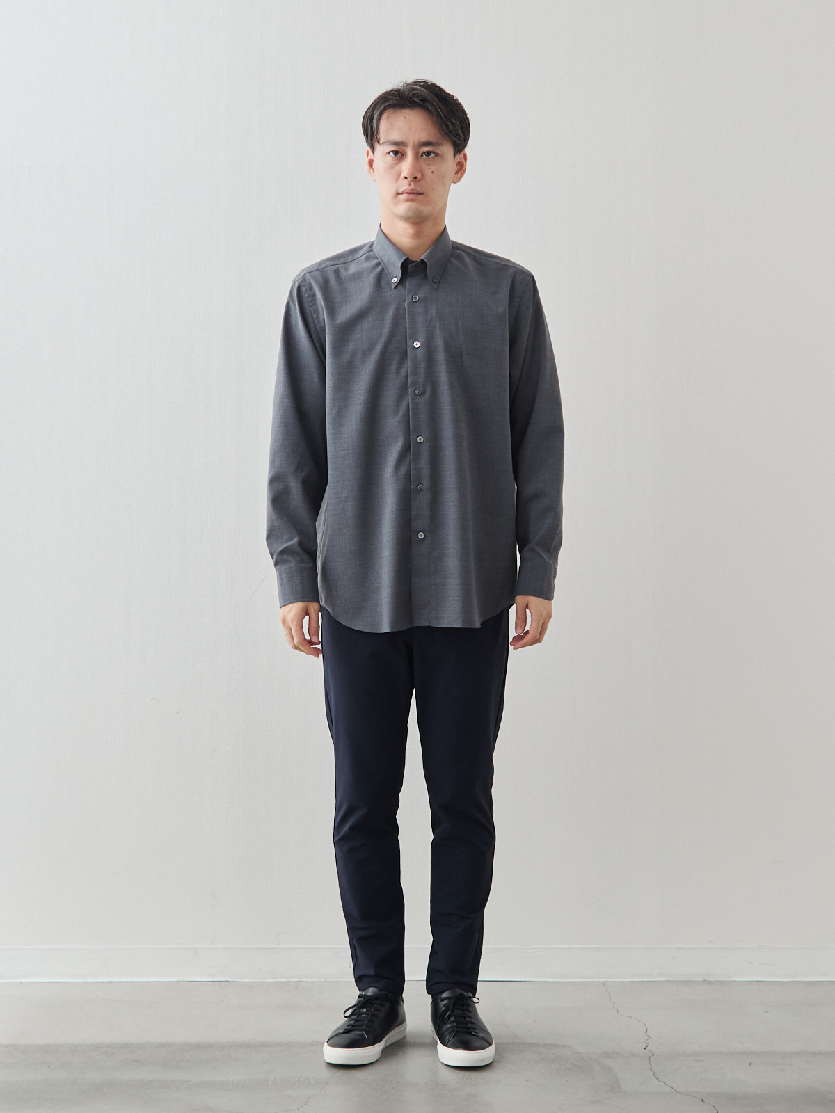 Merino Air HITOYOSHIシャツ/ウォッシャブル/グレー モデル 181cm 71kg サイズ LL