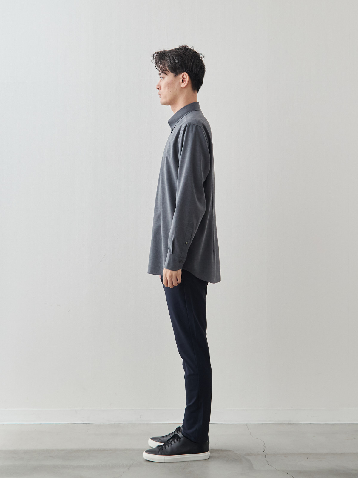 Merino Air HITOYOSHIシャツ/ウォッシャブル/グレー モデル 181cm 71kg サイズ LL