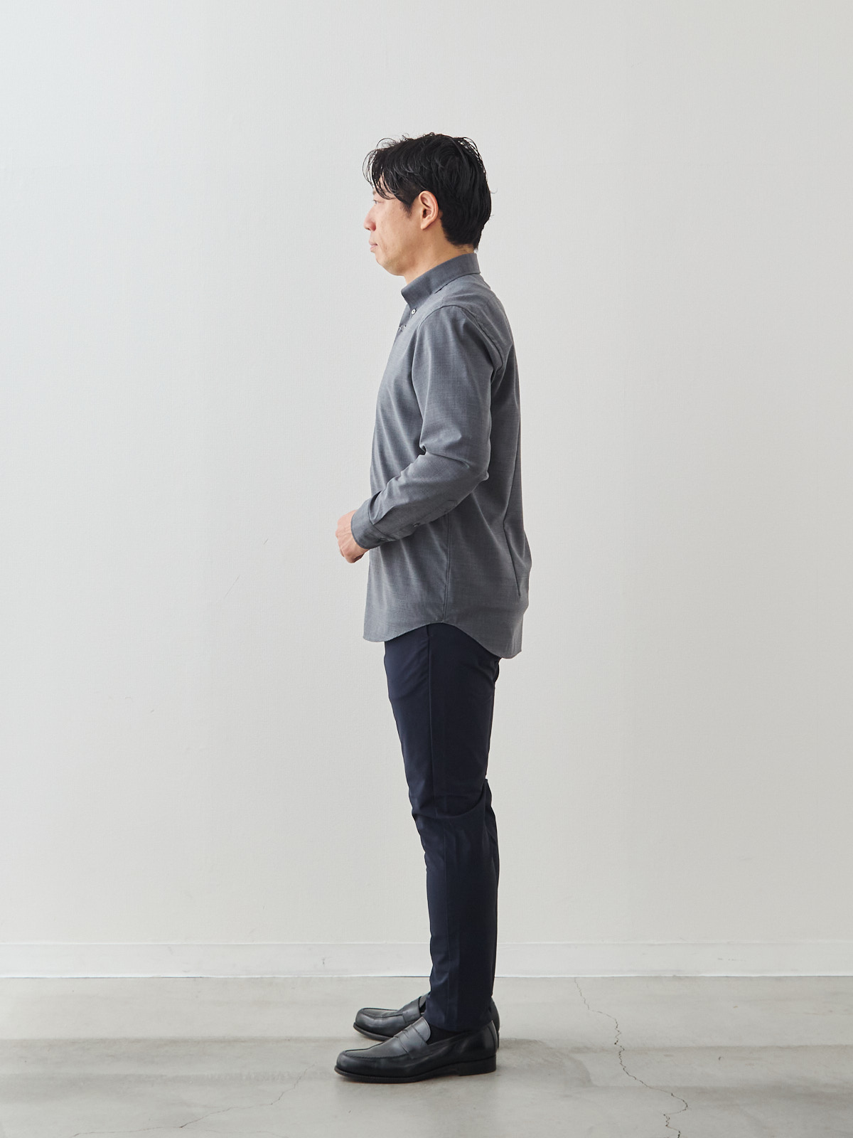 Merino Air HITOYOSHIシャツ/ウォッシャブル/グレー モデル 171cm 70kg サイズ M