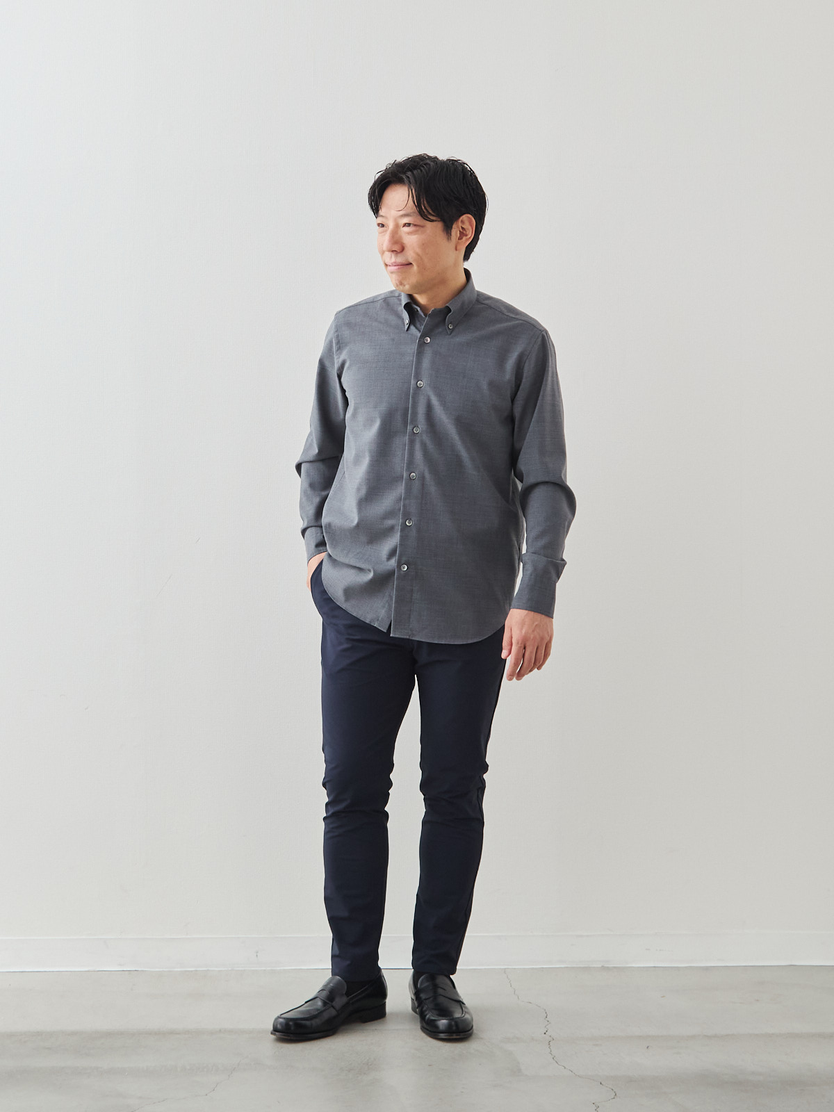 Merino Air HITOYOSHIシャツ/ウォッシャブル/グレー モデル 171cm 70kg サイズ M