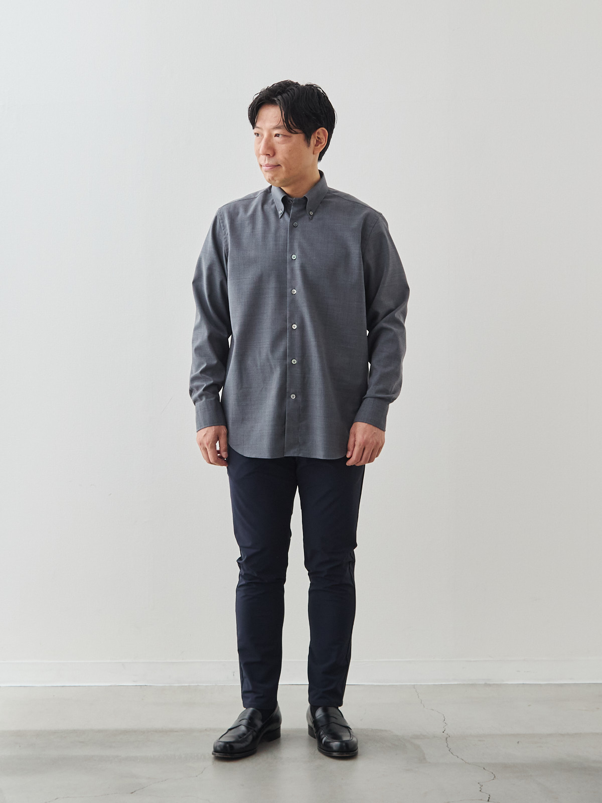 Merino Air HITOYOSHIシャツ/ウォッシャブル/グレー モデル 171cm 70kg サイズ L