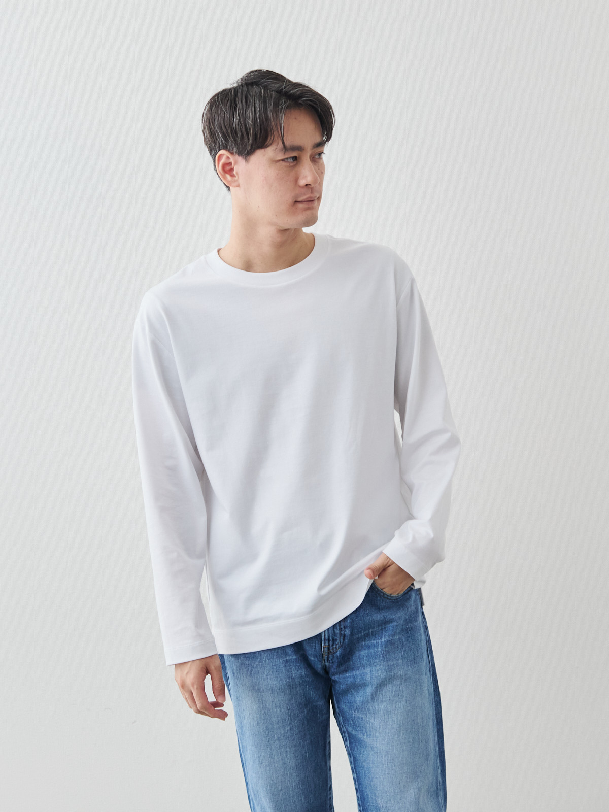 10 Years ストレスフリー カジュアルTシャツ/長袖/ホワイト