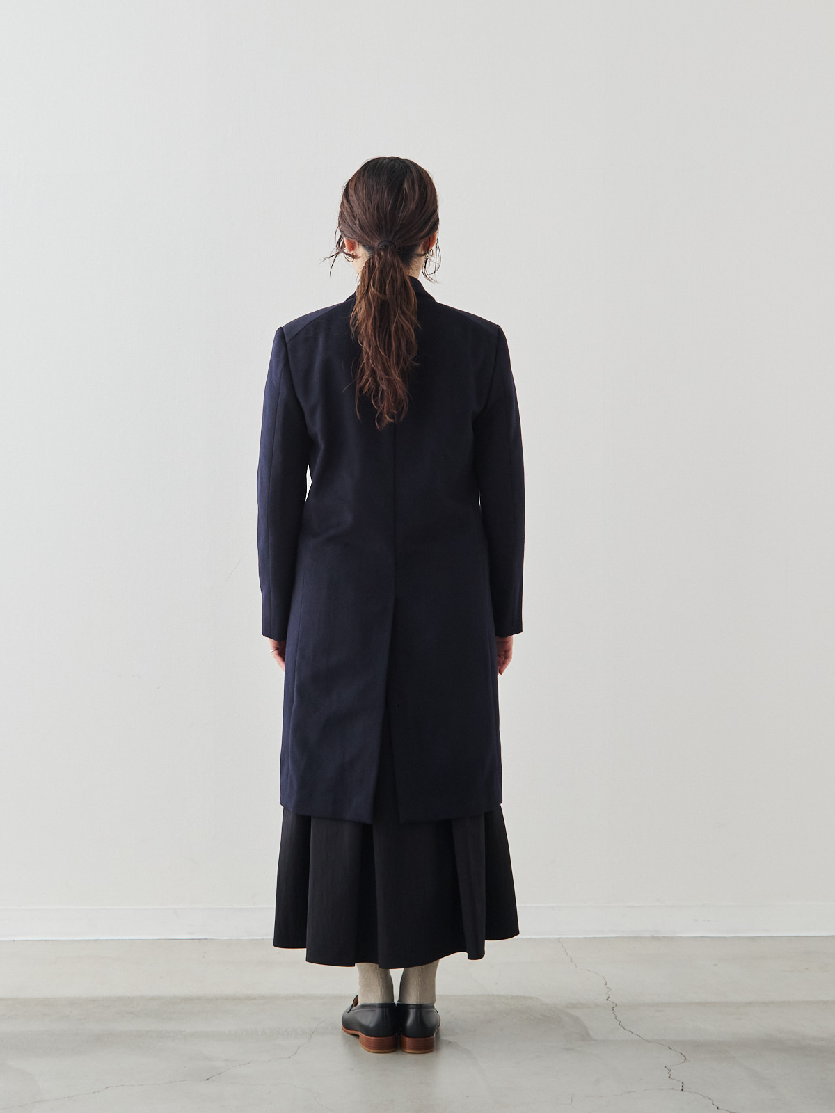 カシミヤブレンドチェスターコート/ネイビー モデル 164cm サイズ 40
