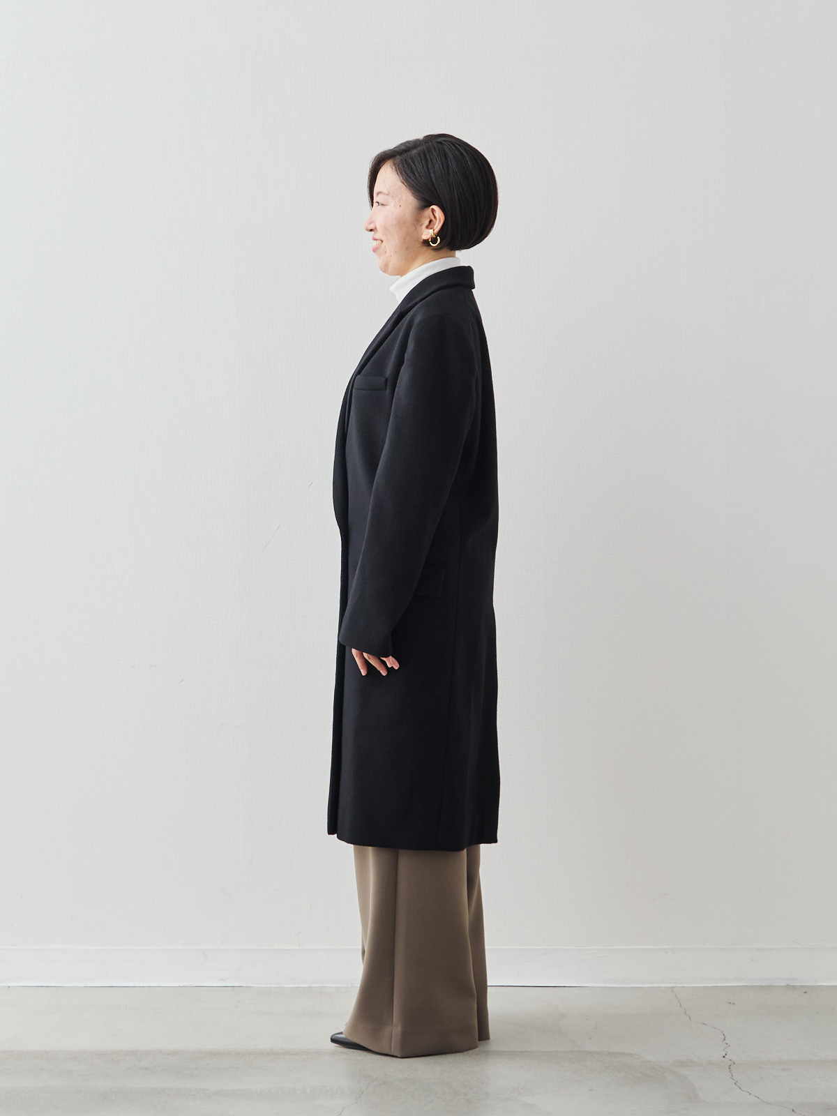 カシミヤブレンドチェスターコート/ネイビー モデル 150cm サイズ 36
