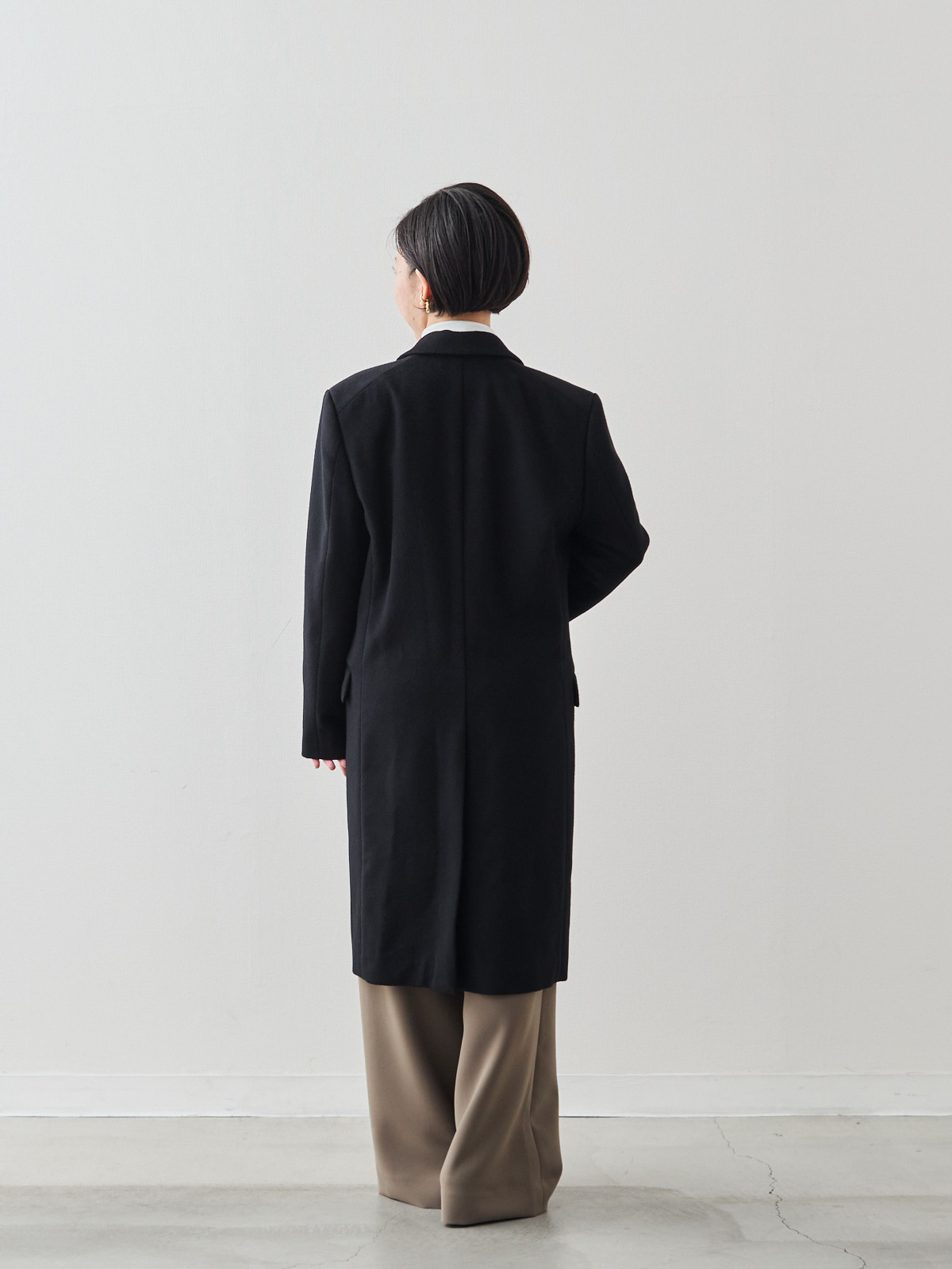 カシミヤブレンドチェスターコート/ネイビー モデル 150cm サイズ 36