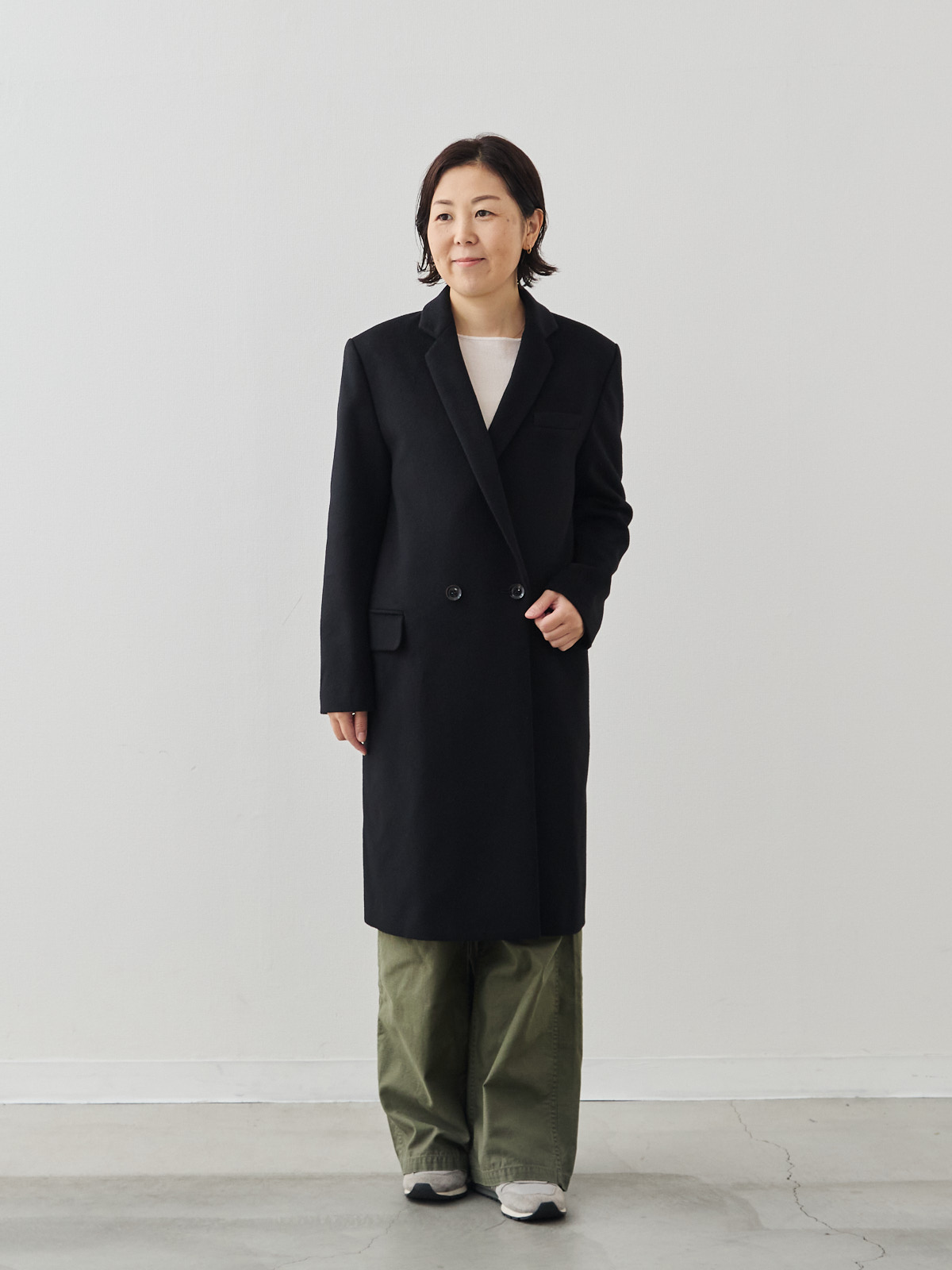 カシミヤブレンドチェスターコート/ネイビー モデル 156cm サイズ 36