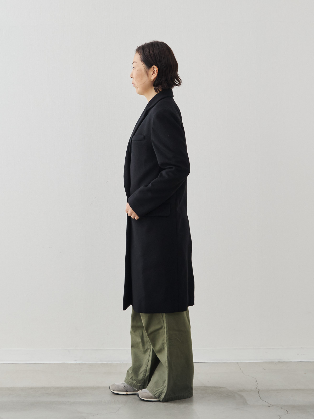 カシミヤブレンドチェスターコート/ネイビー モデル 156cm サイズ 36