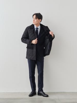 7 Days ウールライク キルティングジャケット/ウォッシャブル/ブラック