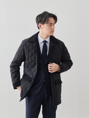 7 Days ウールライク キルティングジャケット/ウォッシャブル/ブラック