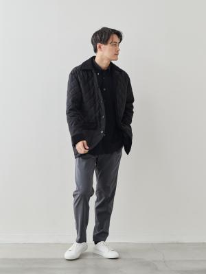 7 Days ウールライク キルティングジャケット/ウォッシャブル/ブラック