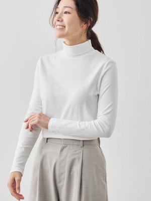 スビン綿のベーシックタートルネック/ソフト仕上げ/ホワイト