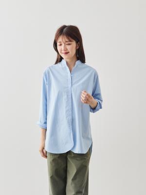 近江晒コットン100%バンドカラーシャツ/サックス | Factelier