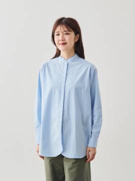 近江晒コットン100%バンドカラーシャツ/サックス | Factelier