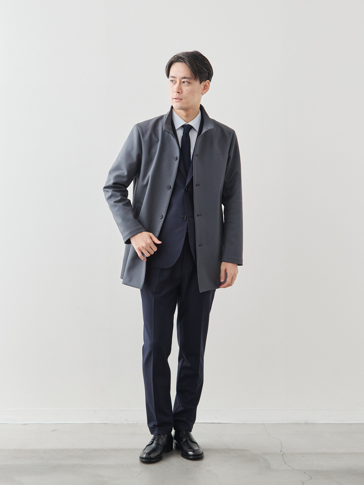 ニュークラシック スタンドカラーコート/3 season/グレー モデル 181cm 71kg サイズ L