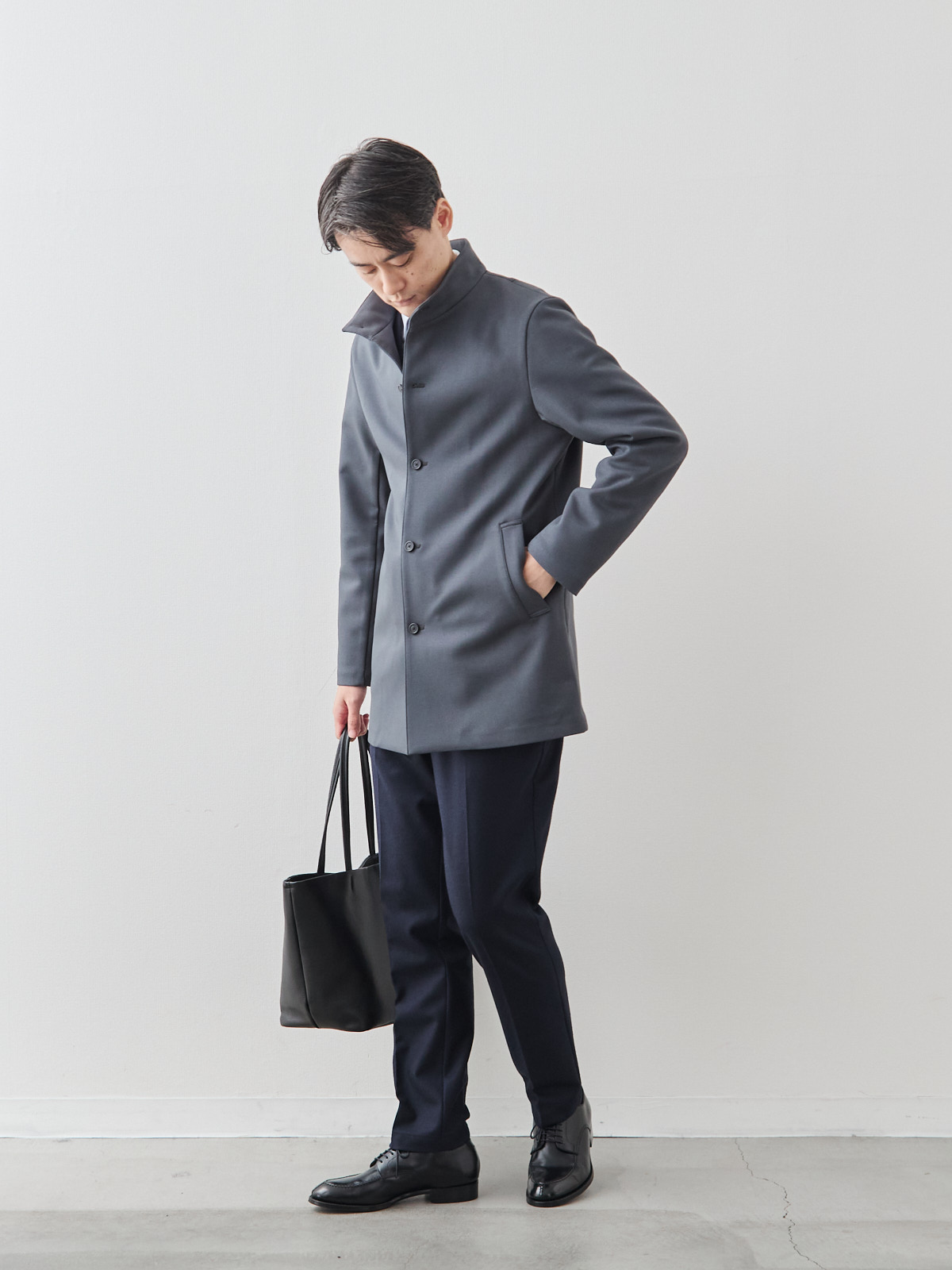 ニュークラシック スタンドカラーコート/3 season/グレー モデル 181cm 71kg サイズ L