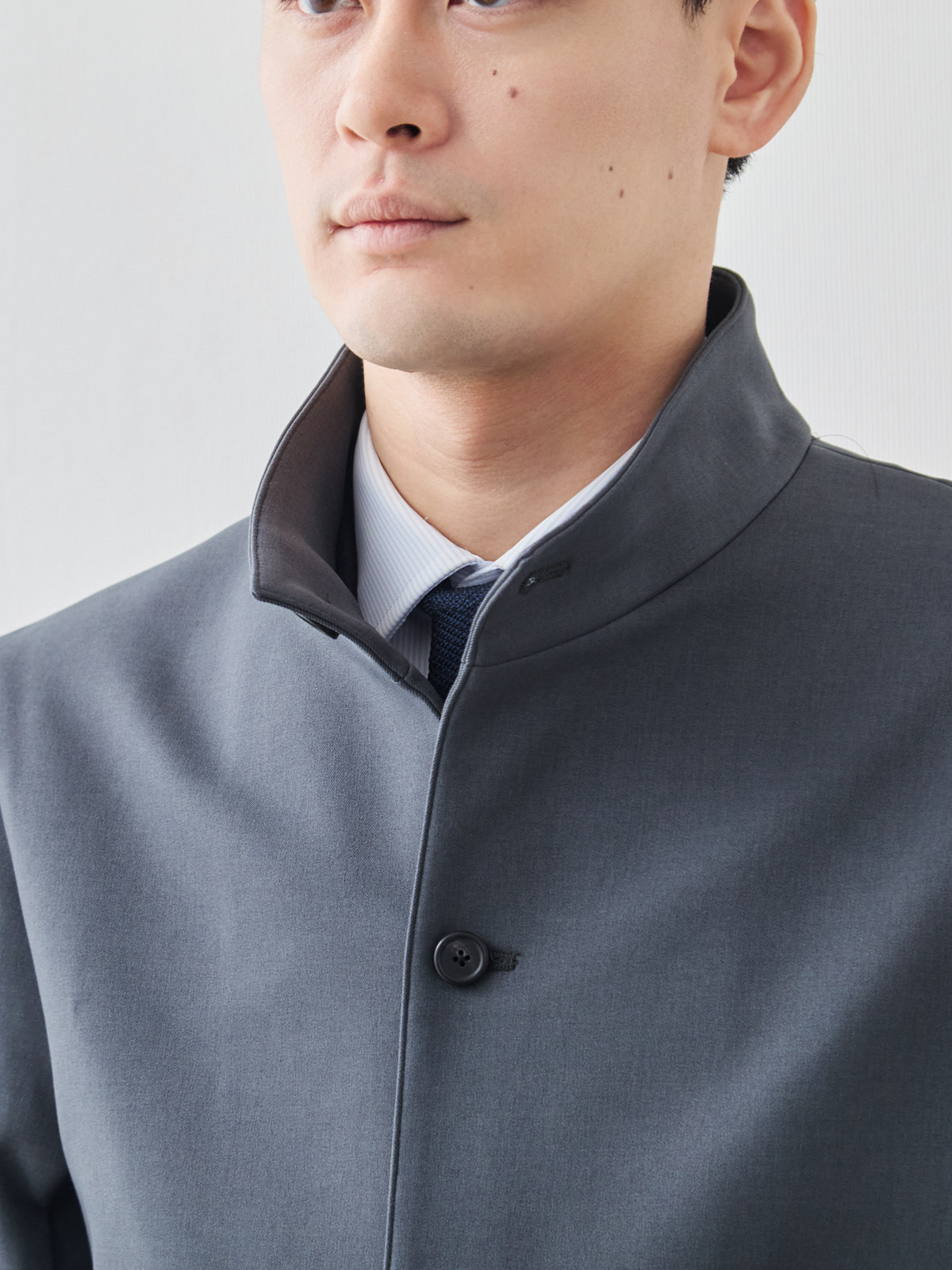 ニュークラシック スタンドカラーコート/3 season/グレー