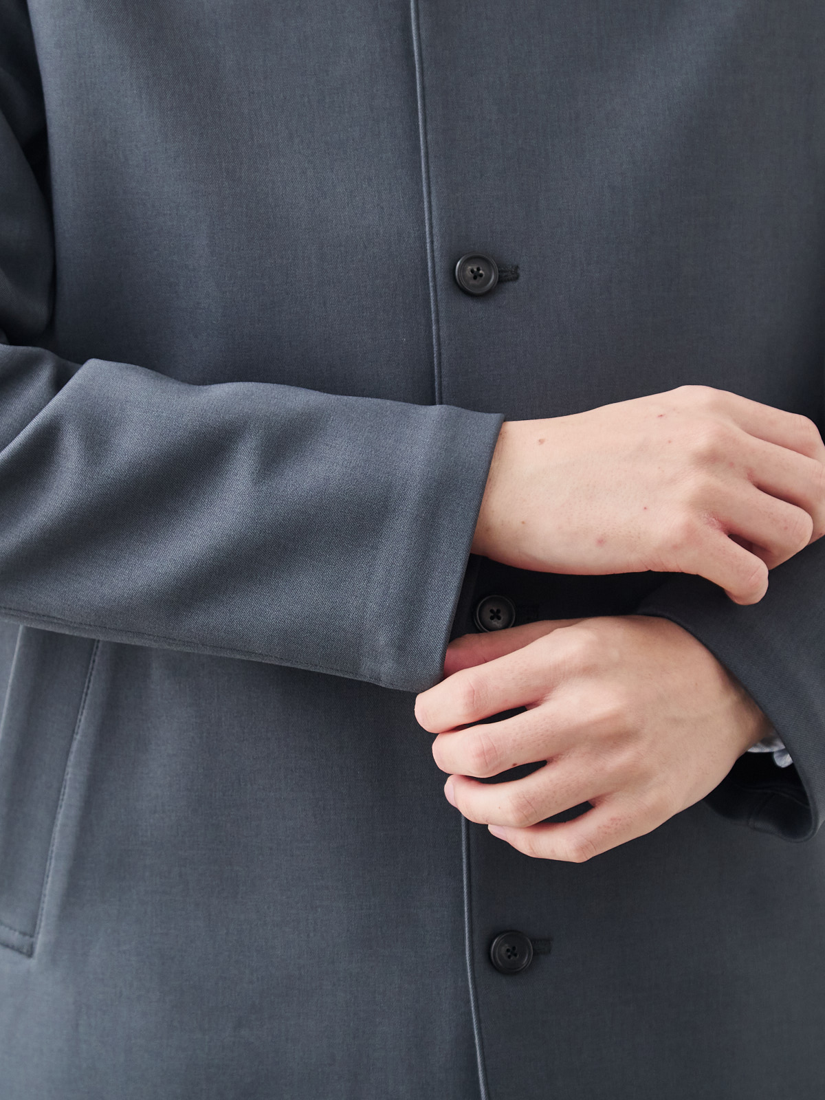 ニュークラシック スタンドカラーコート/3 season/グレー