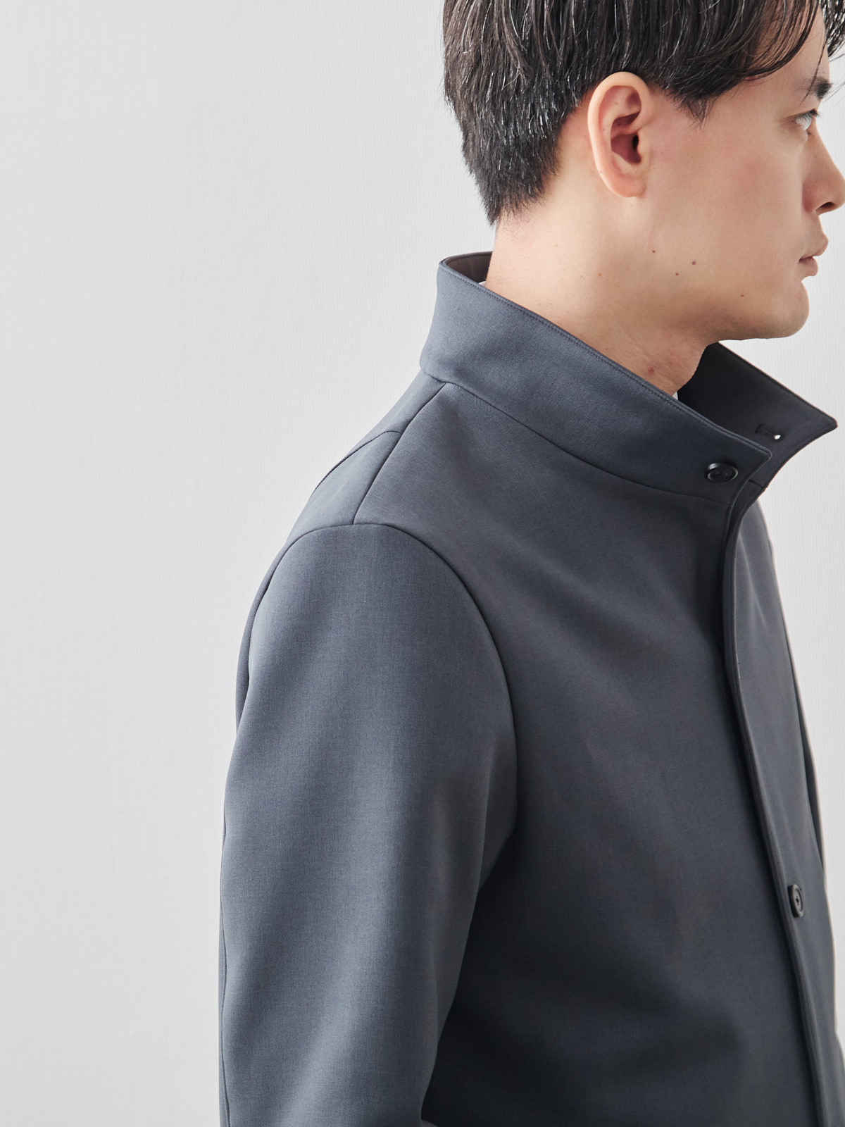 ニュークラシック スタンドカラーコート/3 season/グレー