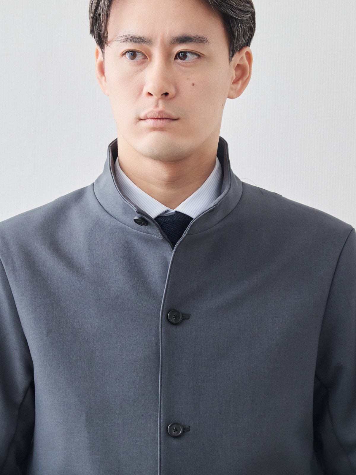 ニュークラシック スタンドカラーコート/3 season/グレー