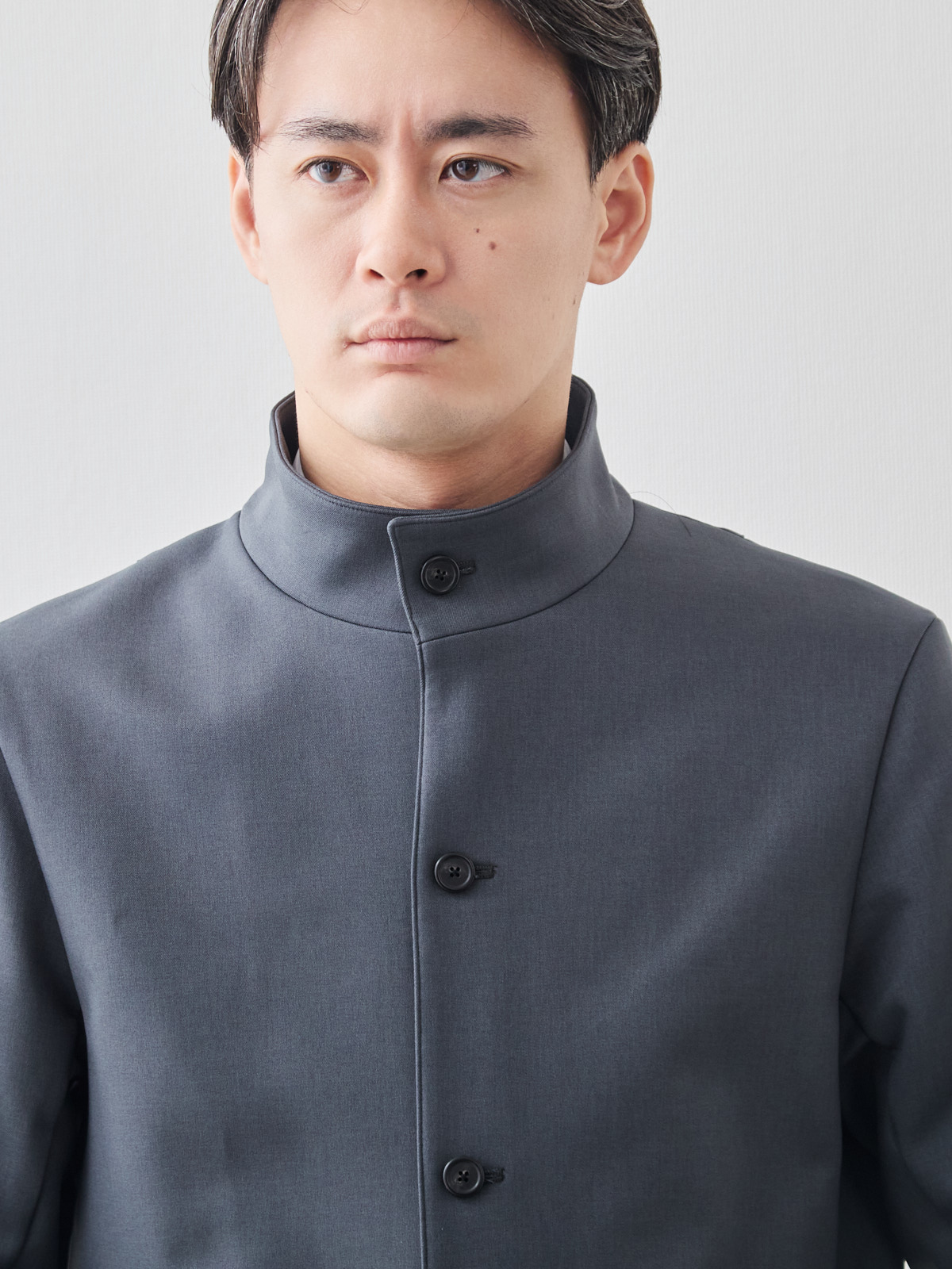 ニュークラシック スタンドカラーコート/3 season/グレー