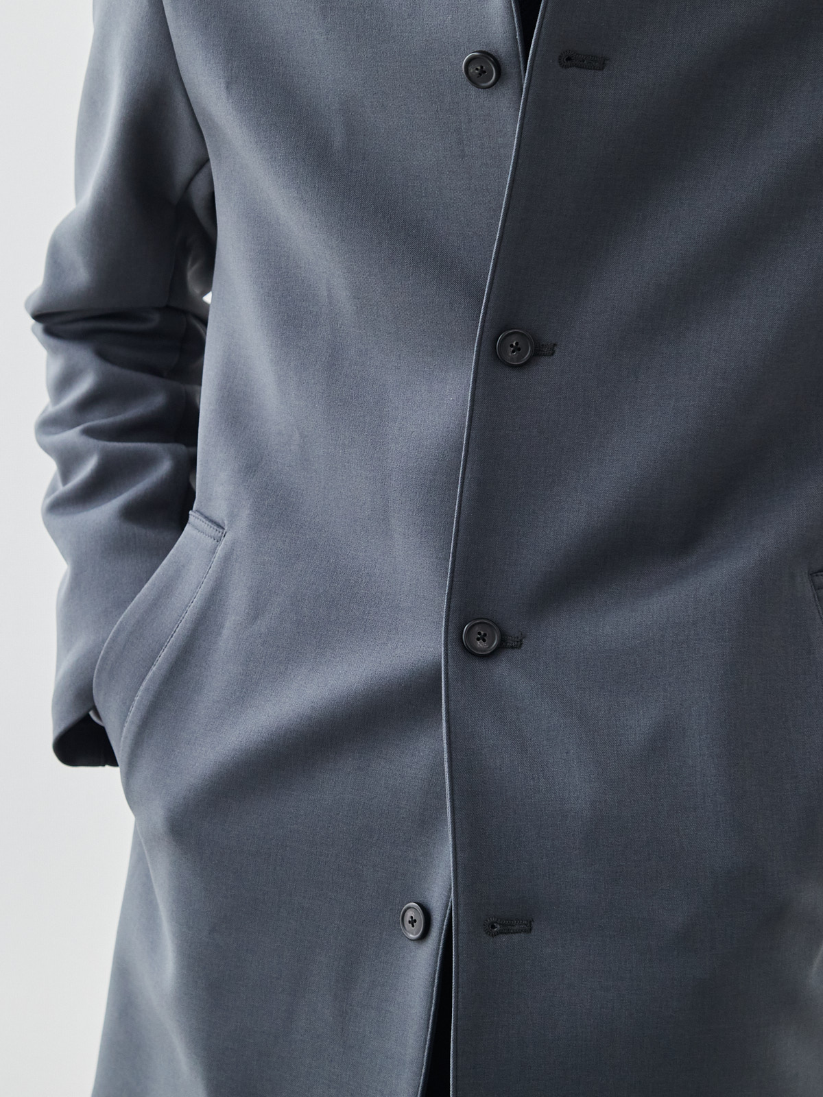 ニュークラシック スタンドカラーコート/3 season/グレー