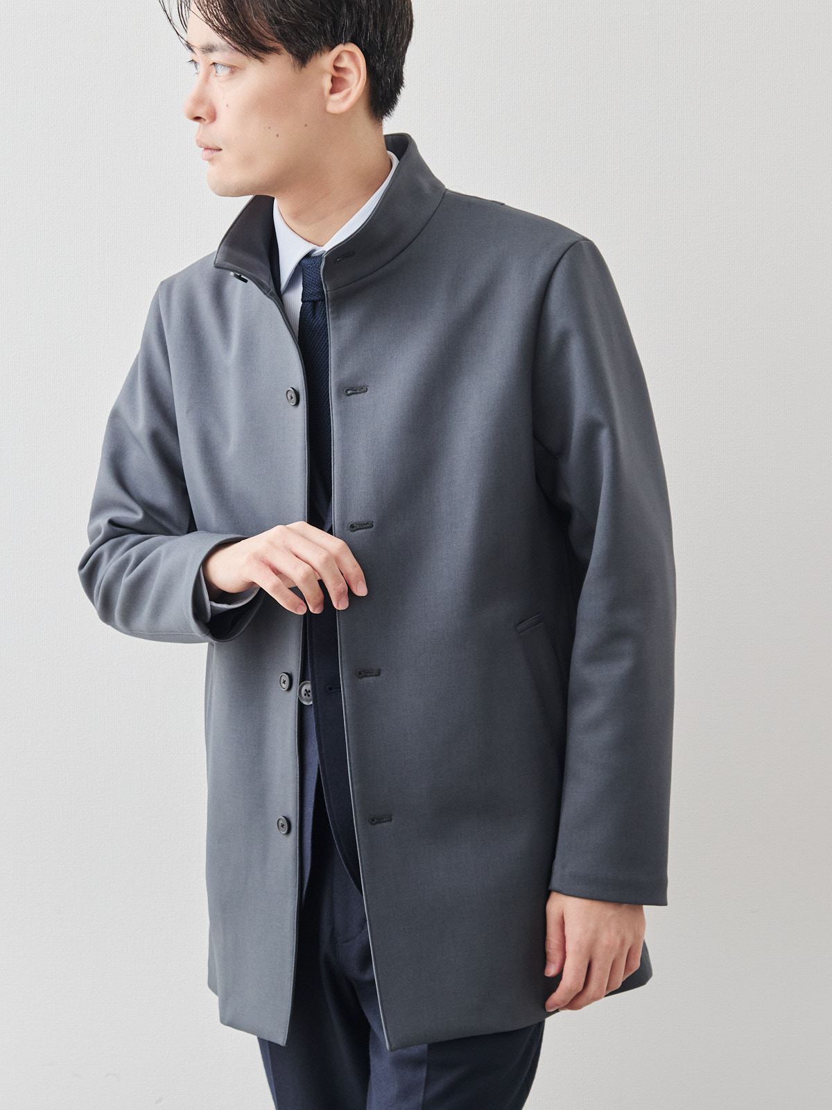 ニュークラシック スタンドカラーコート/3 season/グレー モデル 181cm 71kg サイズ L