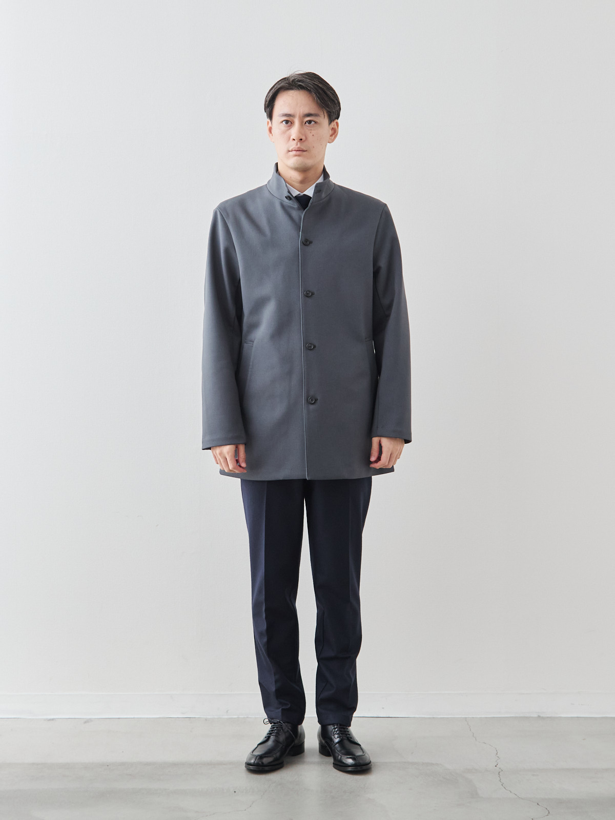 ニュークラシック スタンドカラーコート/3 season/グレー モデル 181cm 71kg サイズ LL