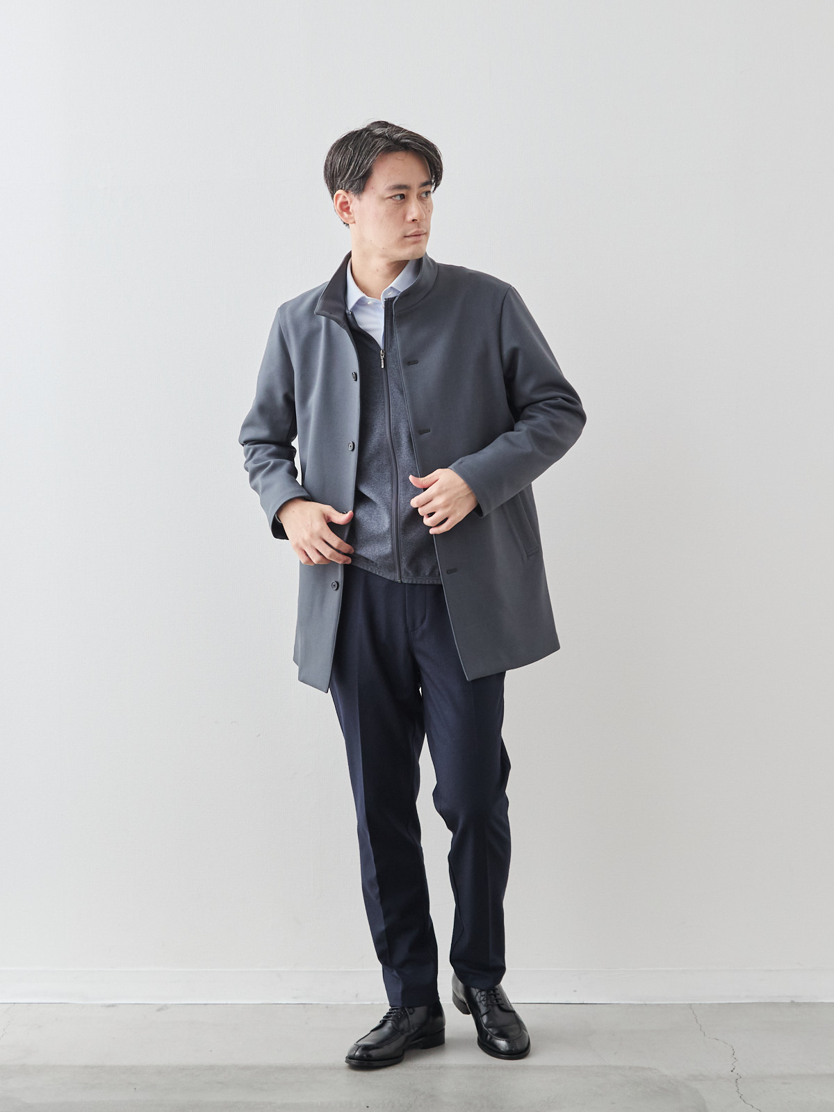 ニュークラシック スタンドカラーコート/3 season/グレー モデル 181cm 71kg サイズ L