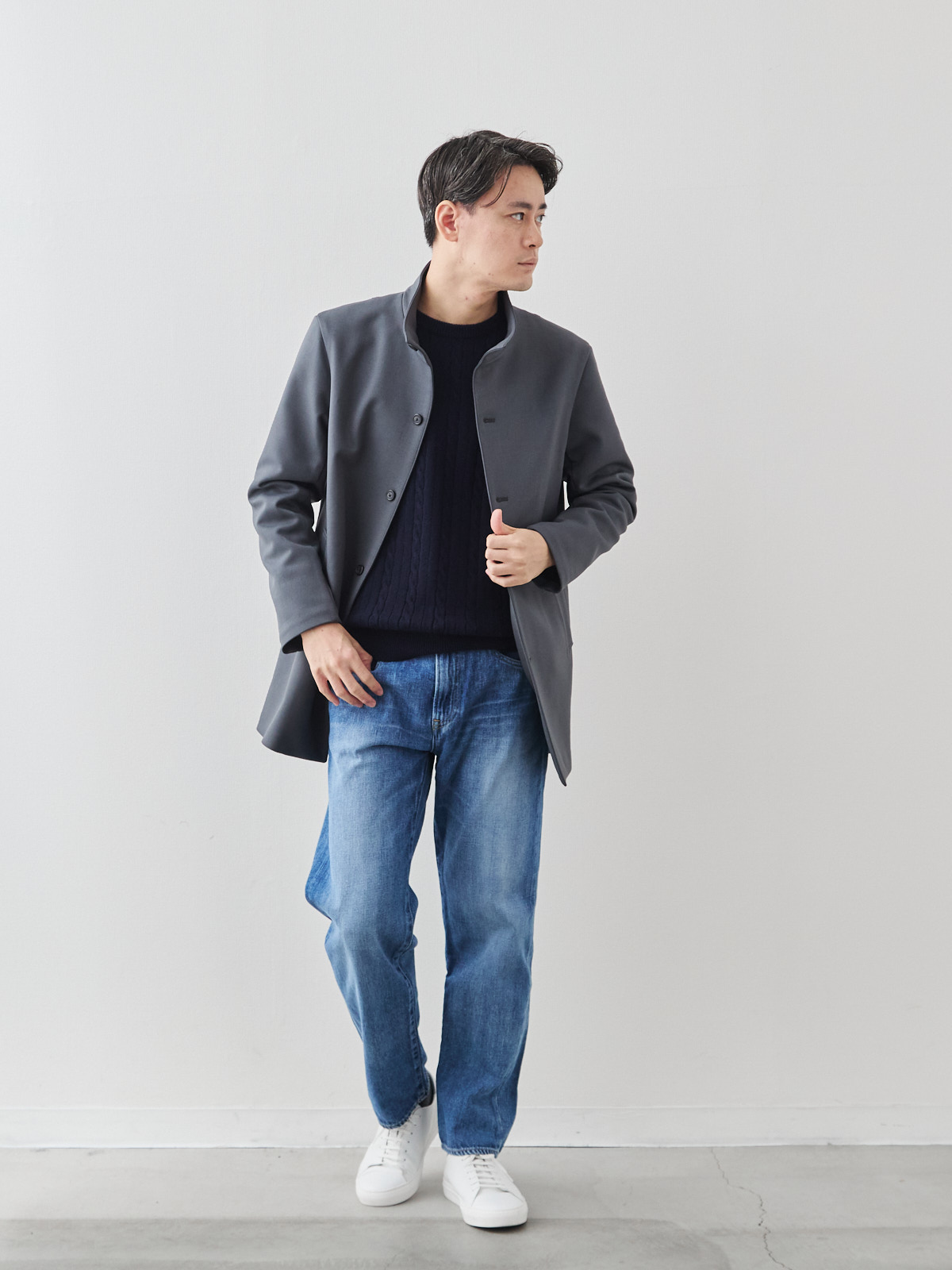 ニュークラシック スタンドカラーコート/3 season/グレー モデル 181cm 71kg サイズ L