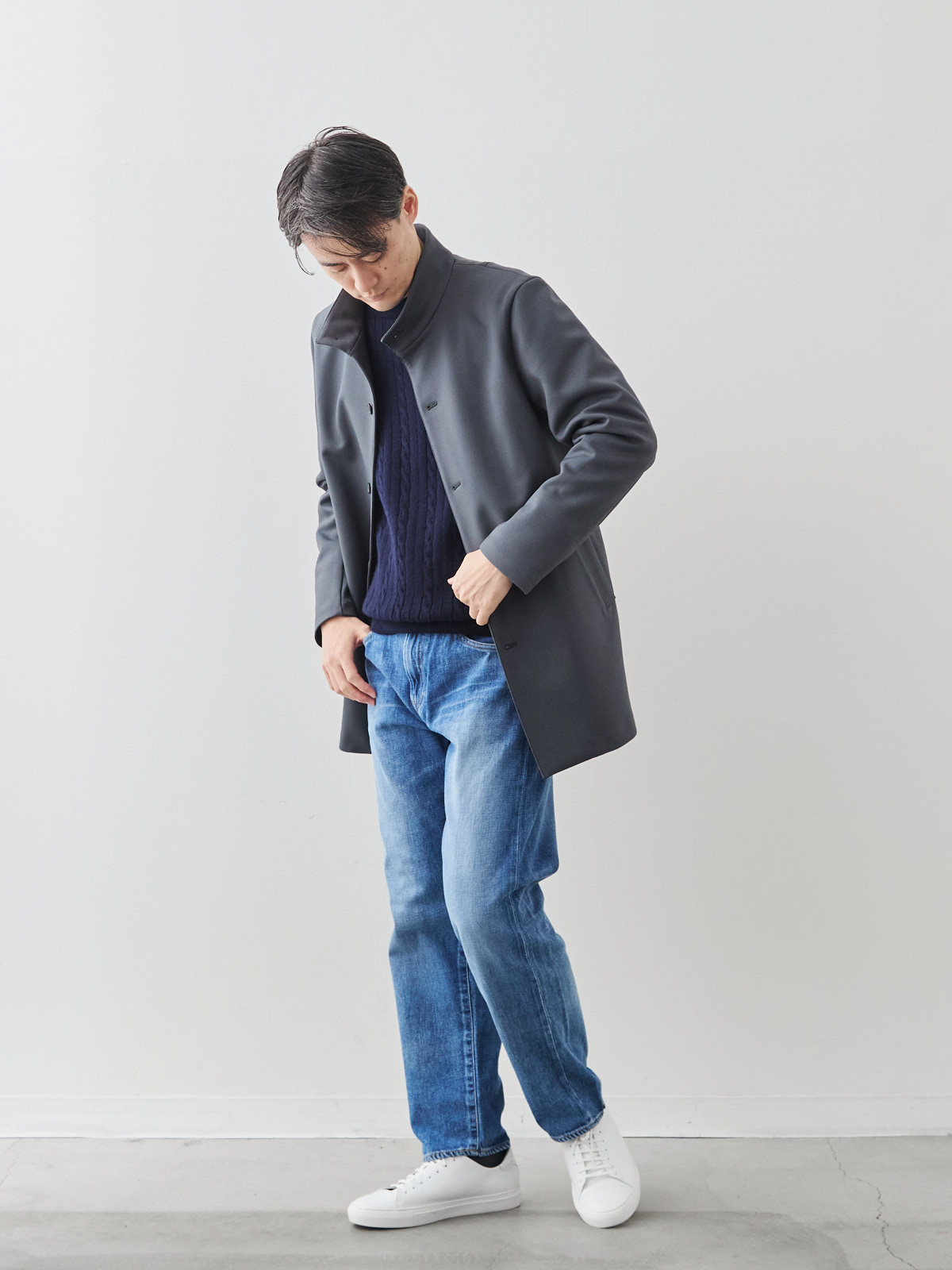 ニュークラシック スタンドカラーコート/3 season/グレー モデル 181cm 71kg サイズ L