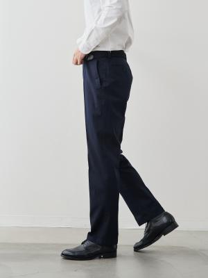 ドレスライクチノ 高密度コットンストレッチパンツ/ネイビー