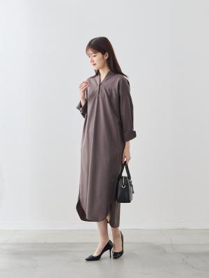 ドラマチック ニュー リビング スキッパー　新品 ウールブレンドスキッパーワンピース/ウォッシャブル/モカブラウン