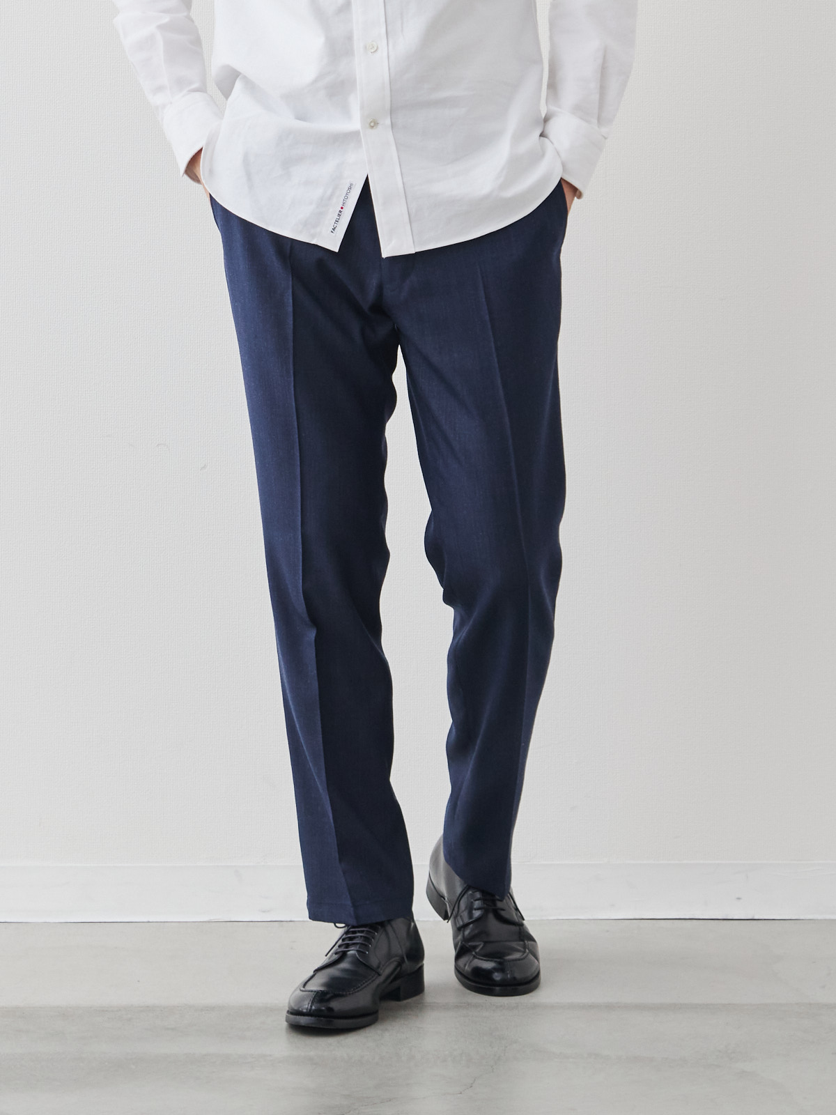 Wool Denim ドレスライク“ノンシワ”パンツ/ウォッシャブル/インディゴブルー