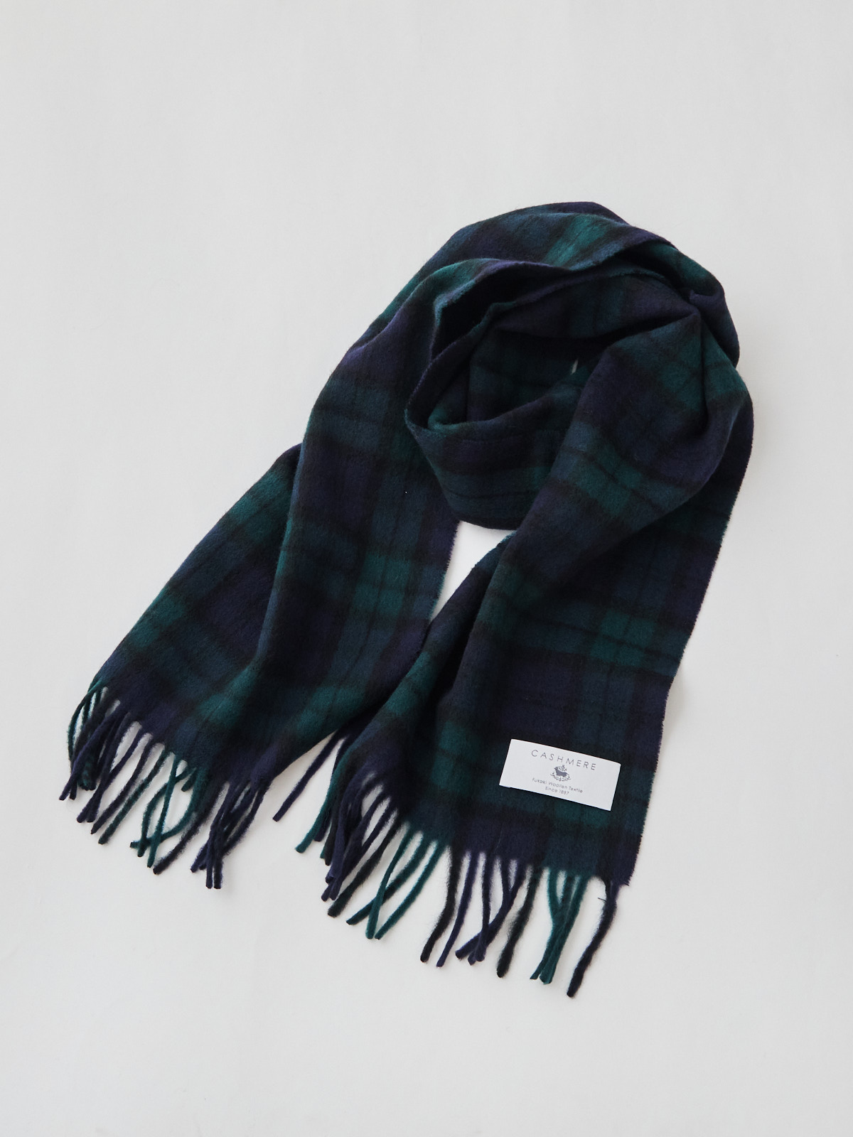 カシミヤ100%・Airyチェックマフラー/ブラックウォッチ