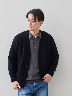 カシミヤブレンド Premium ローゲージ・カーディガン/ネイビー