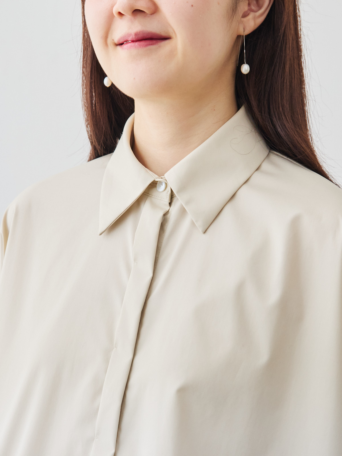 ボクシーカフスブラウス/ベージュ