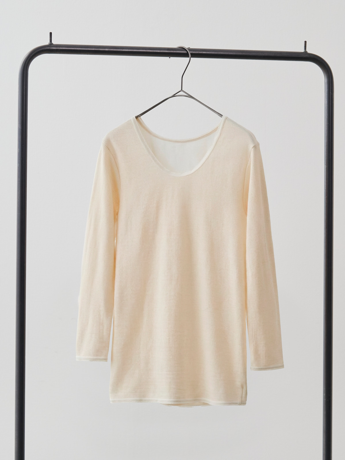 あったか保温インナー/キルト/8分袖/ライトベージュ